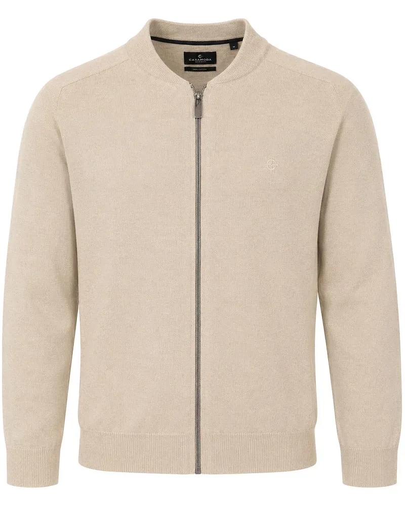 CasaModa Strickjacke Zip Beige Wollweiß