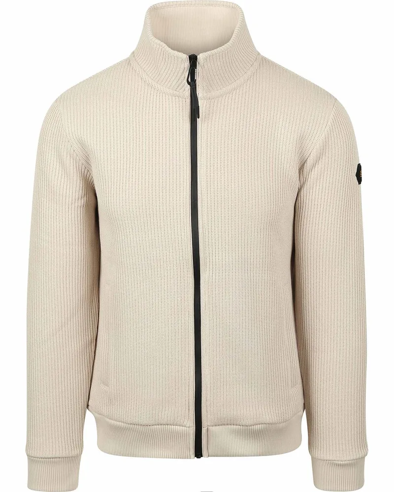 No Excess Strickjacke Knitted Rib Structure Ecru Beige