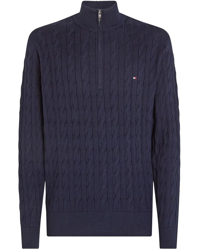 Tommy Hilfiger Half Zip Pullover Cable Navy Dunkelblau