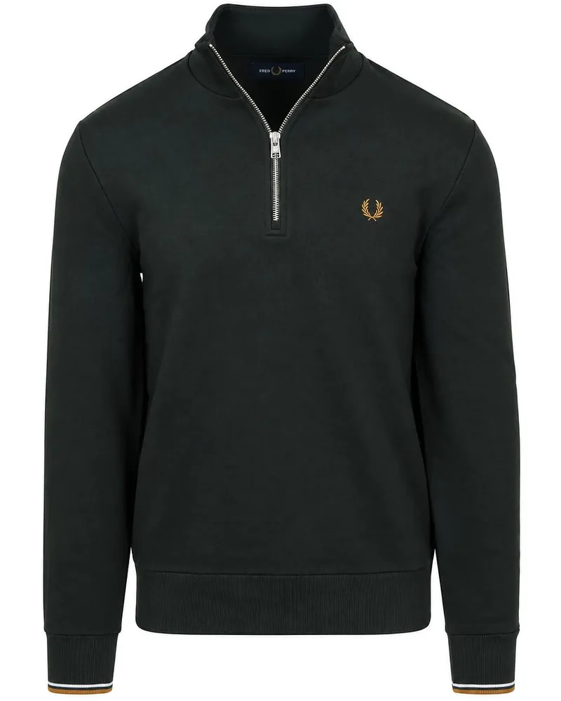 Fred Perry Half Zip Pullover Dunkelgrün 78C Dunkelgrün