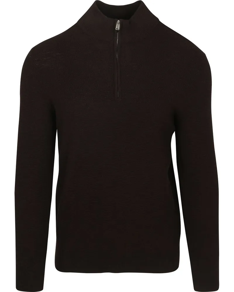 Profuomo Half Zip Pullover Structure Braun Braun