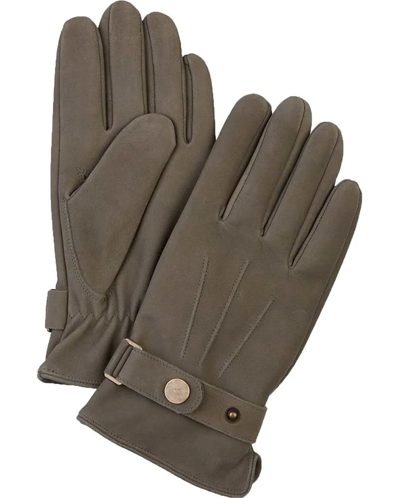 Profuomo Handschuhe Wolle Grün Leder Grün