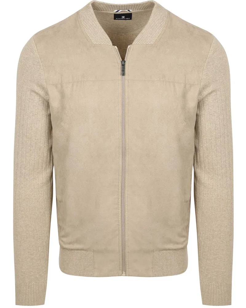 State of Art Strickjacke Zip Bomber Beige Beige