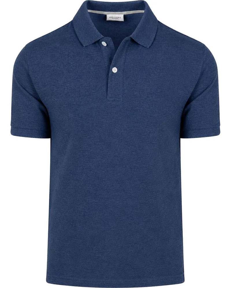 Profuomo Piqué Poloshirt Melange Indigo Blau