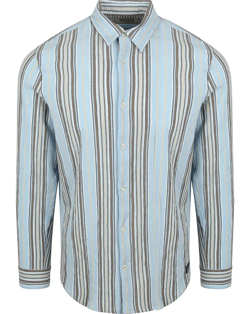 Scotch&Soda Hemd Crinkled Stripe Hellblau Multicolour