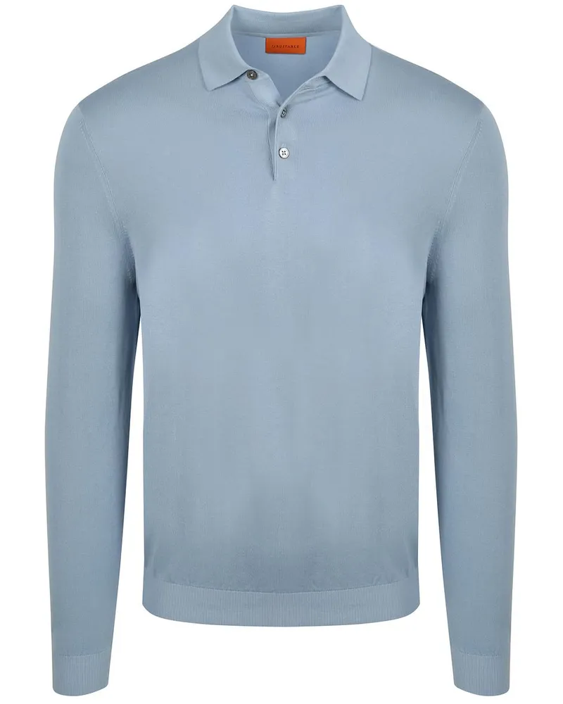 Suitable Compact Cotton Poloshirt Stahlblau Hellblau