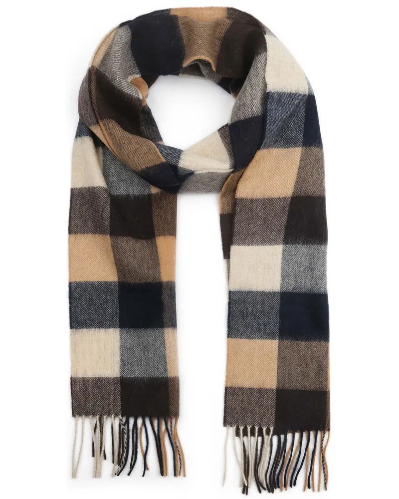 Barbour Schal Tattersall Blau Beige Beige