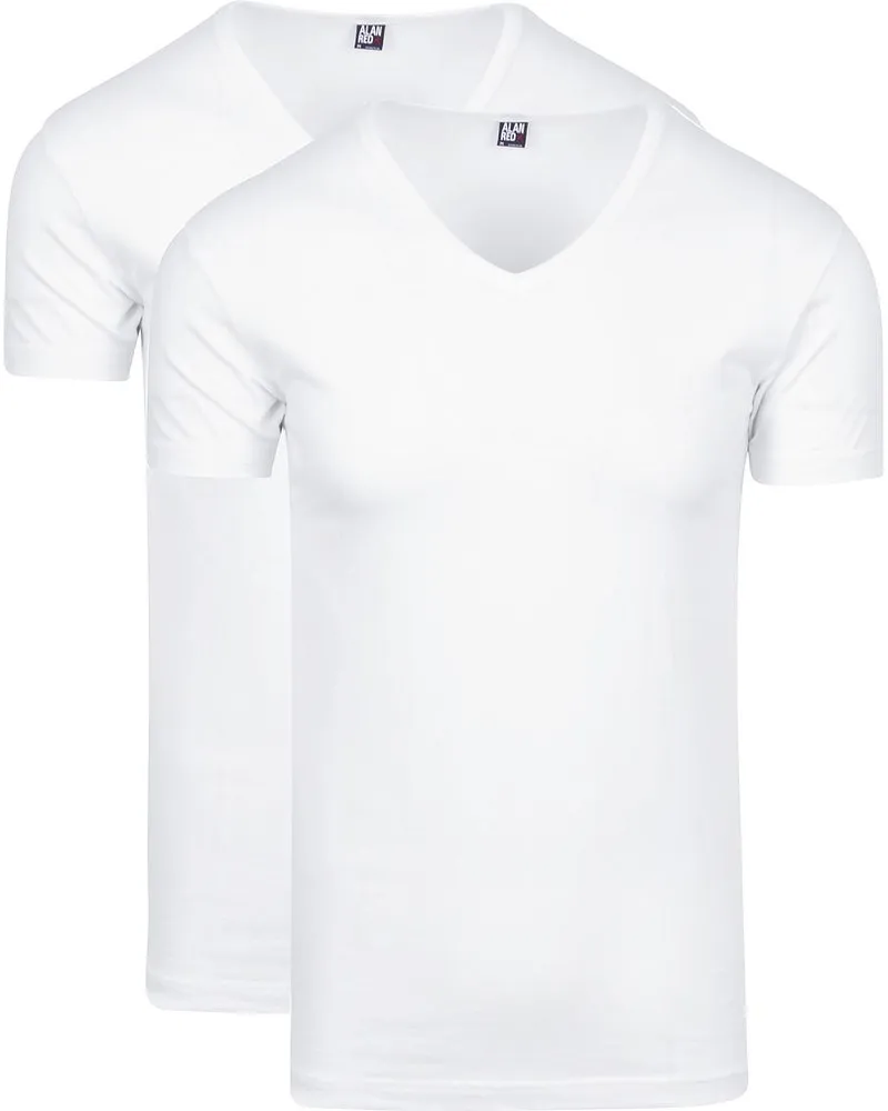 Alan Red Oklahoma Stretch T-Shirt V-Ausschnitt (2er-Pack Weiß