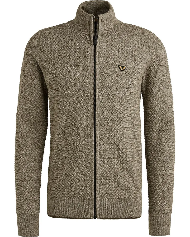 PME Legend Strickjacke Mouliné Grün Taupe