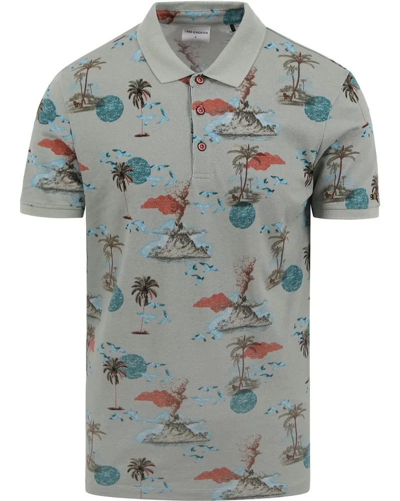 No Excess Poloshirt Druck Grün Grün