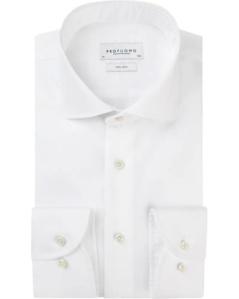 Profuomo Slim Fit Hemd Cutaway Weiß Weiß