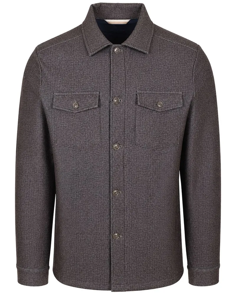 R2 Amsterdam R2 Overshirt Button Herringbone Brown Braun