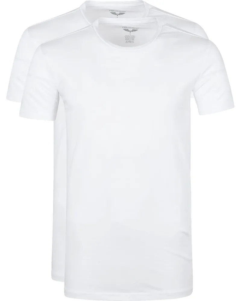 PME Legend Basic T-Shirt 2er Pack O-Ausschnitt Weiß Weiß