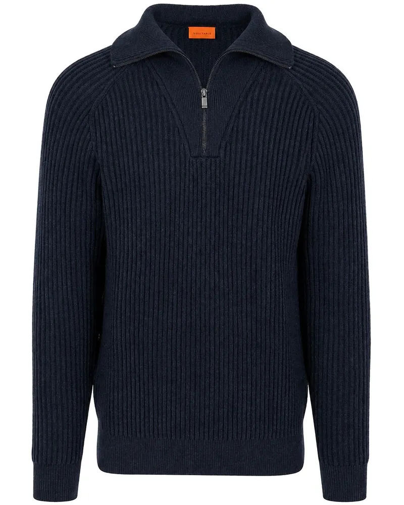 Suitable Half Zip Pullover Sailor Wool Blend Navy Dunkelblau