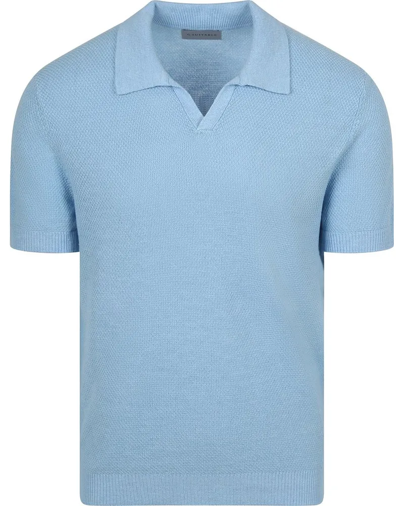 Suitable Poloshirt Riva Bean Leinen Baumwolle Hellblau Hellblau