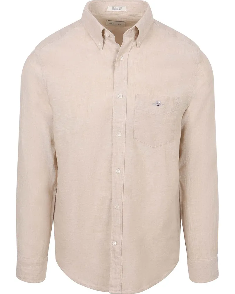 Gant Hemd Baumwolle Leinen Beige Beige