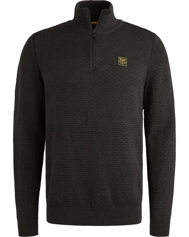 PME Legend Half Zip Structure Mouliné Sweater Schwarz Schwarz