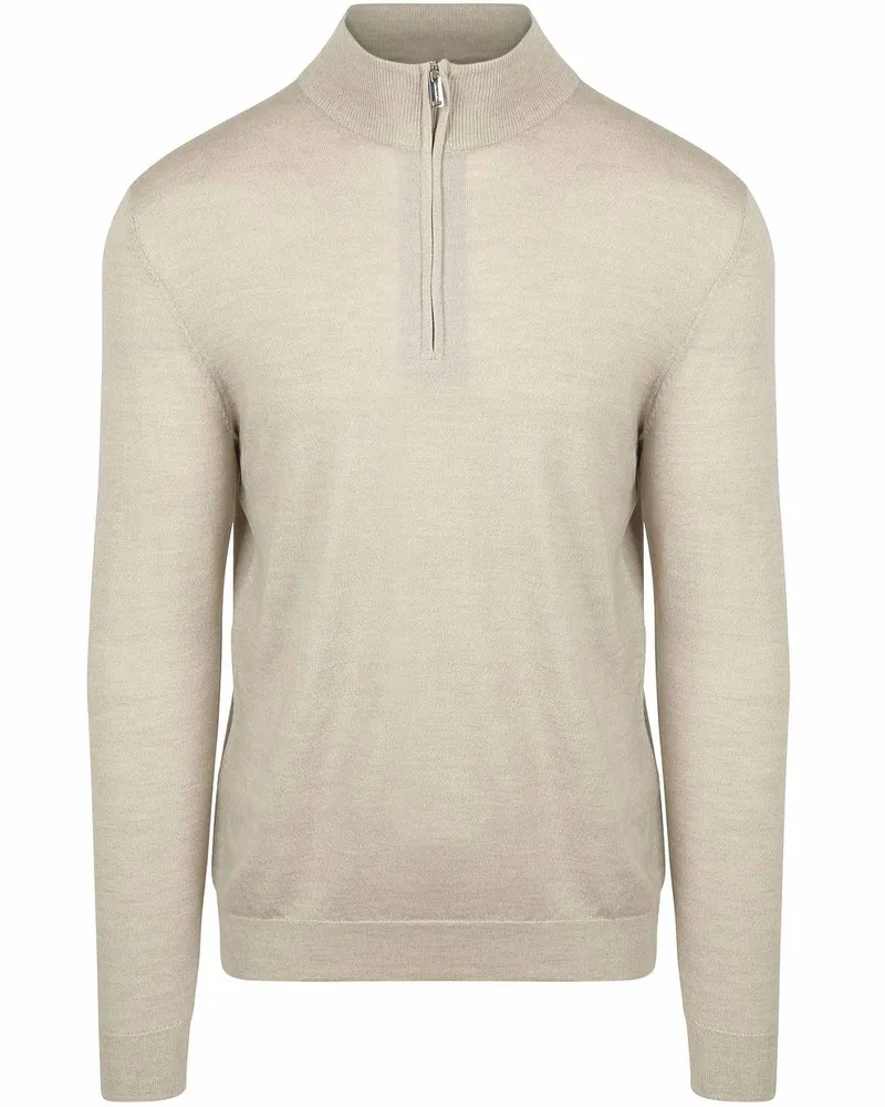 Profuomo Half Zip Pullover Merinowolle Beige Beige