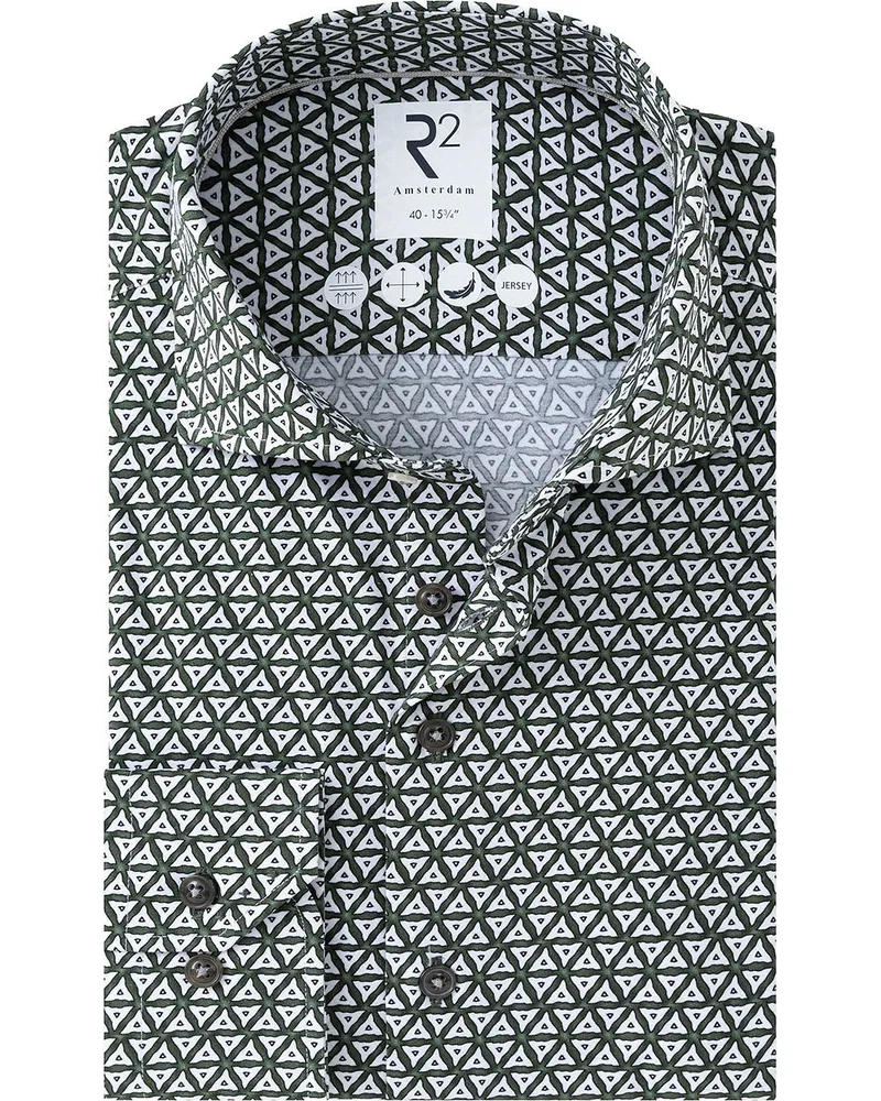 R2 Amsterdam Hemd Jersey Print Green Grün