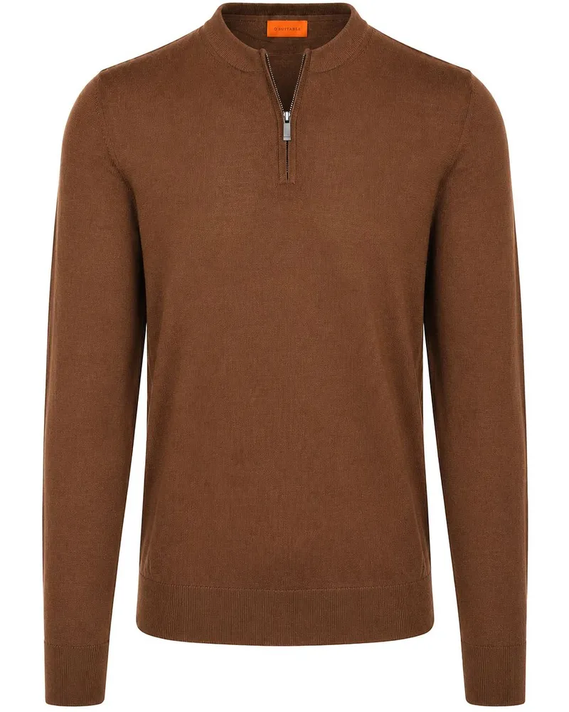 Suitable Crew Zip Pullover Brown Braun