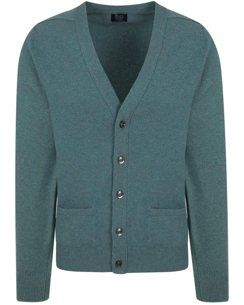 William Lockie Pullover Lammwolle Strickjacke Blau Türkis