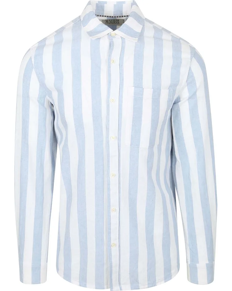 Scotch&Soda Leinenhemd Streifen Hellblau Hellblau