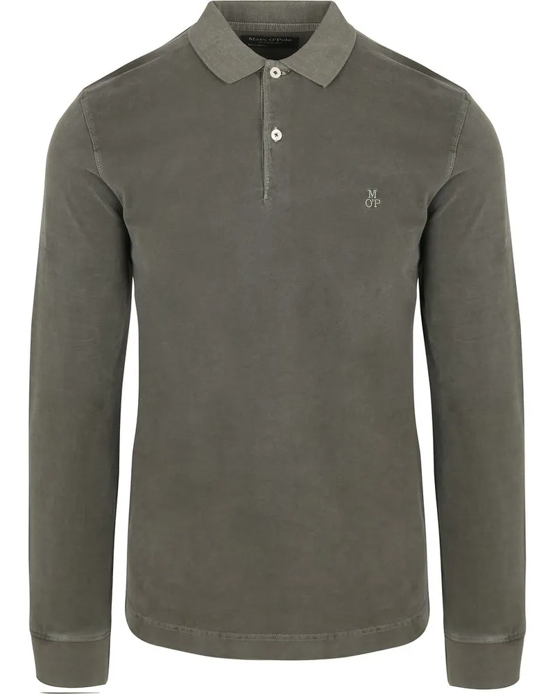 Marc O'Polo Langarm - Longsleeve Poloshirt Olivgrün Dunkelgrün