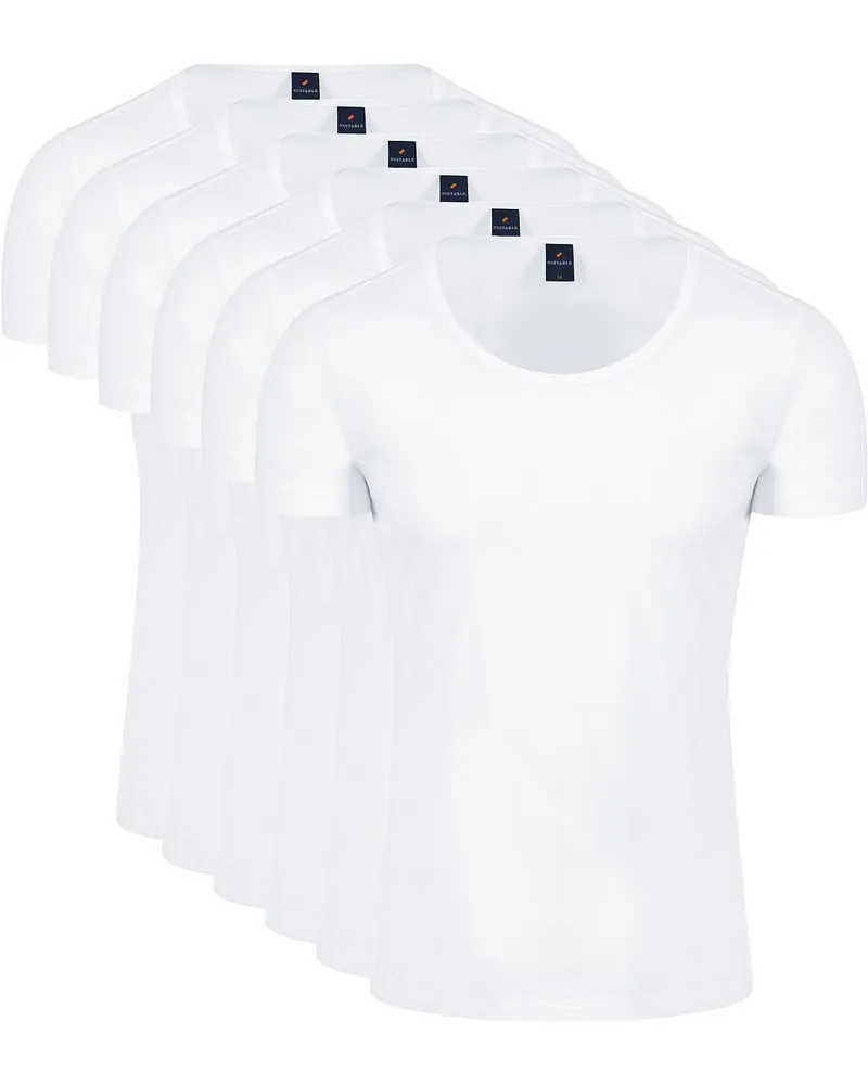 Suitable Otaru T-Shirt Breite Rundhalsausschnitt Weiß 6-Pack Weiß