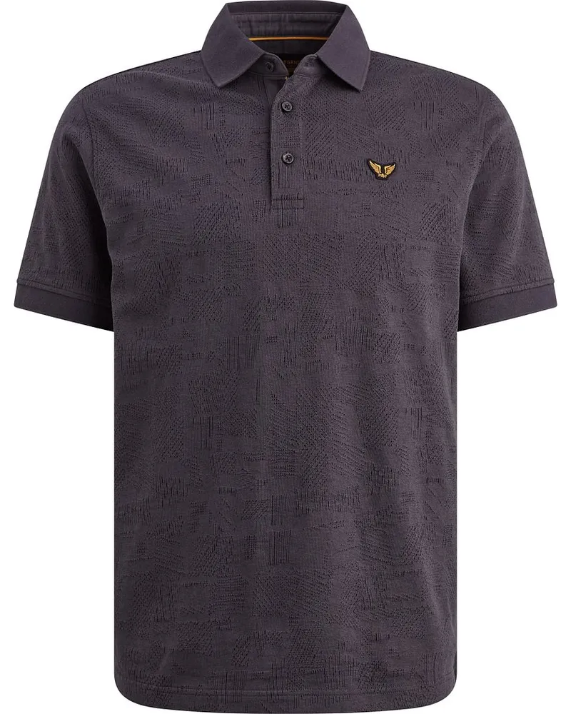 PME Legend Poloshirt Jacquard Jersey Graphite Blue Dunkelblau