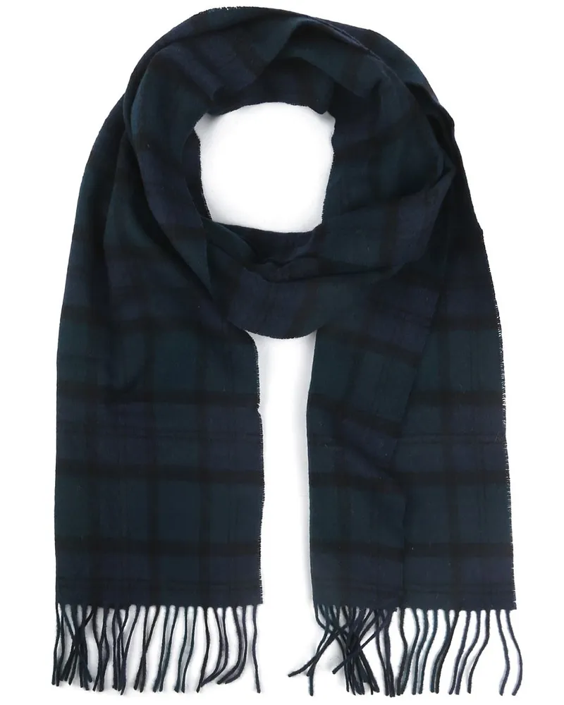 Barbour Schal Tartan Lammwolle Klassisch Dunkelblau Blau