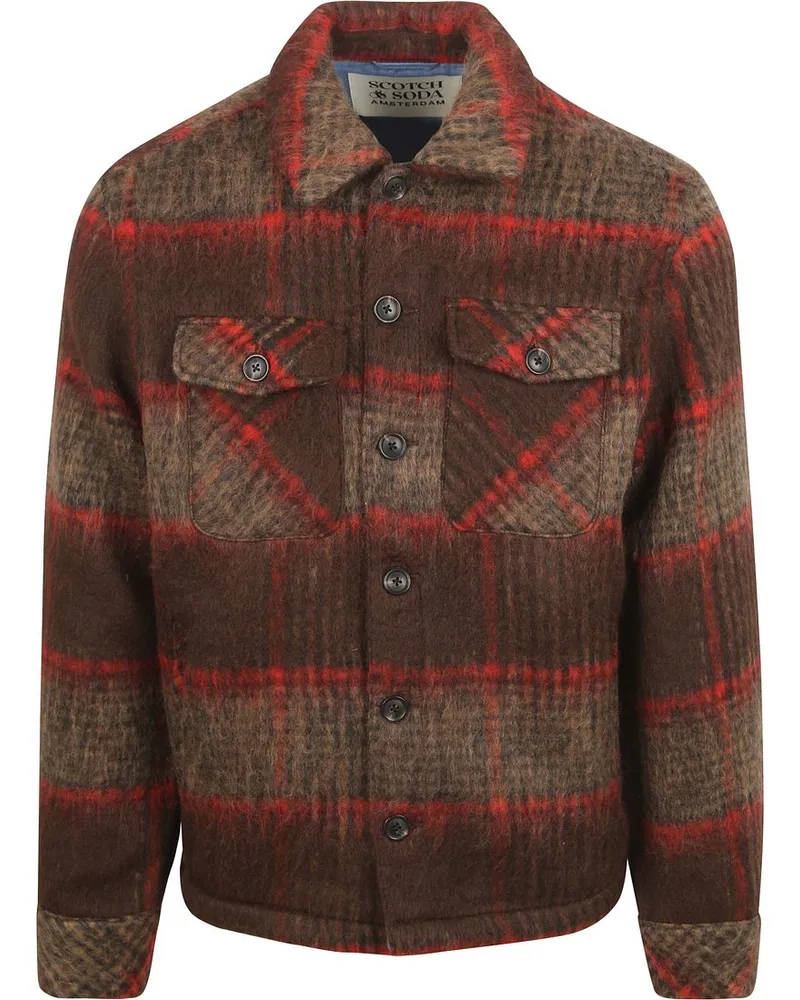 Scotch&Soda Scotch & Soda Hemdjacke Brushed Wool Karos Braun Rot