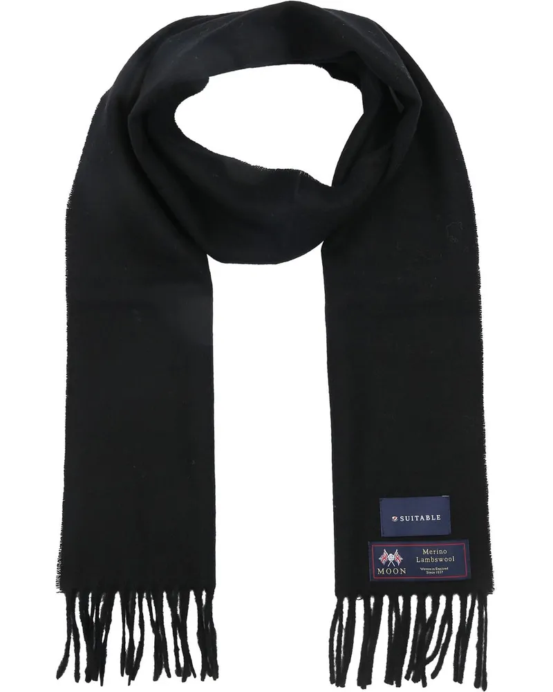 Suitable Geeigneter Herrenschal Kariert Merino Schwarz Schwarz