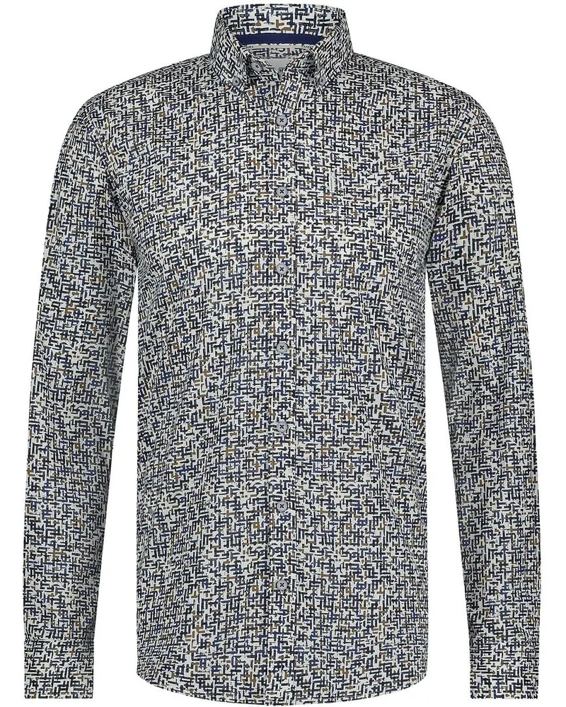 State of Art Hemd Poplin Druck Blau Rot Rot