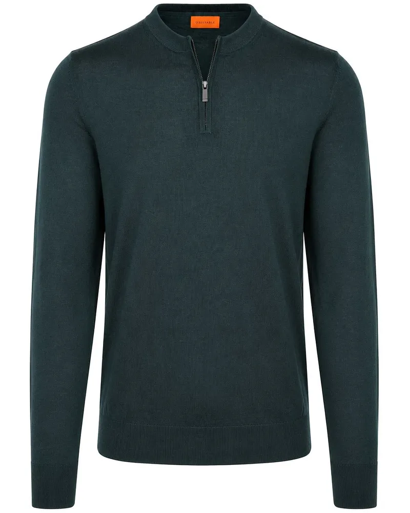 Suitable Crew Zip Pullover Dark Green Dunkelgrün