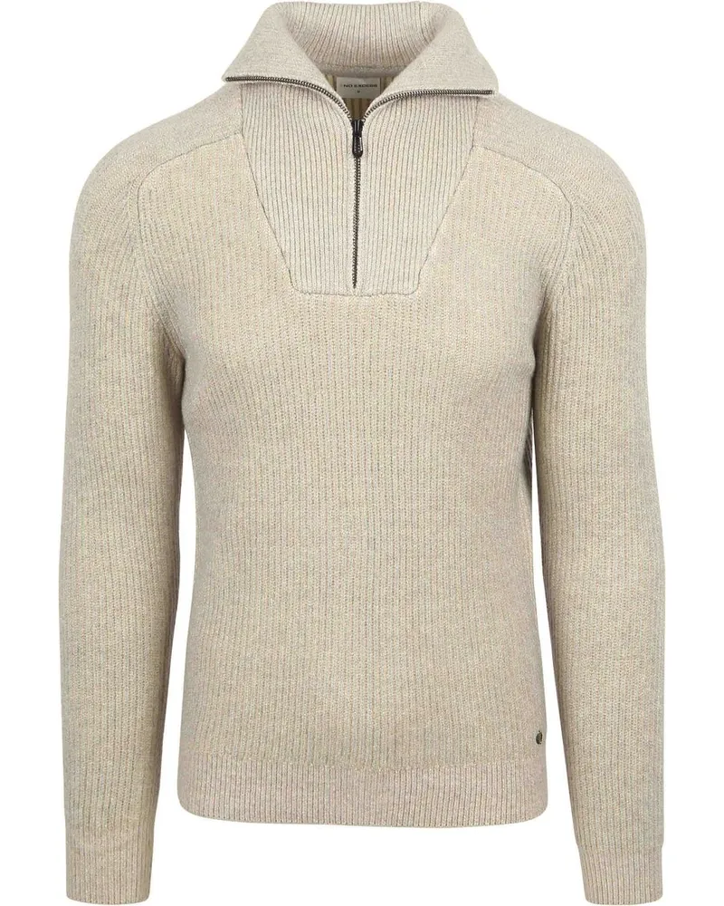 No Excess Halfzip Pullover Two Coloured Melange Greige Grau
