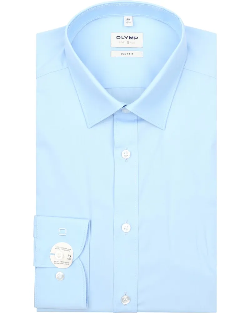Olymp Level Five Hemd Hellblau Extra Lange Ärmel Hellblau
