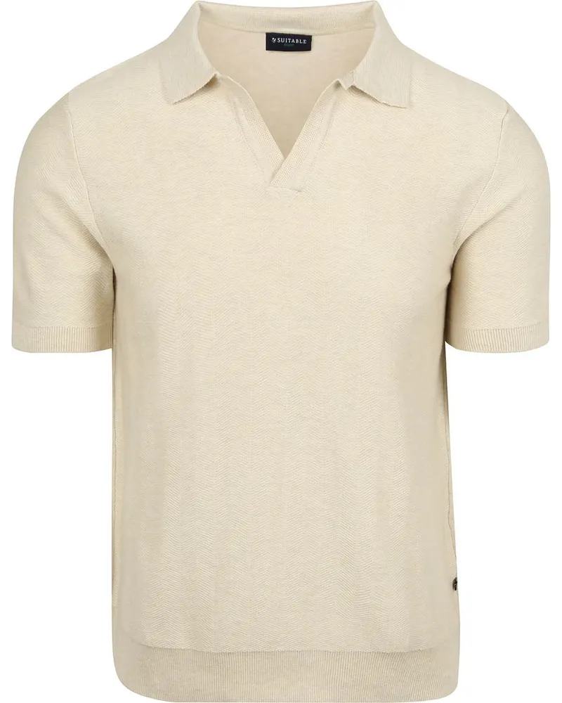Suitable Knitted Poloshirt Riva Harring Ecru Wollweiß