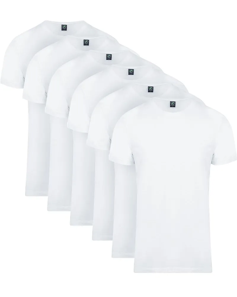 Suitable Obambo T-Shirt Rundhalsausschnitt Weiß 6-Pack Weiß
