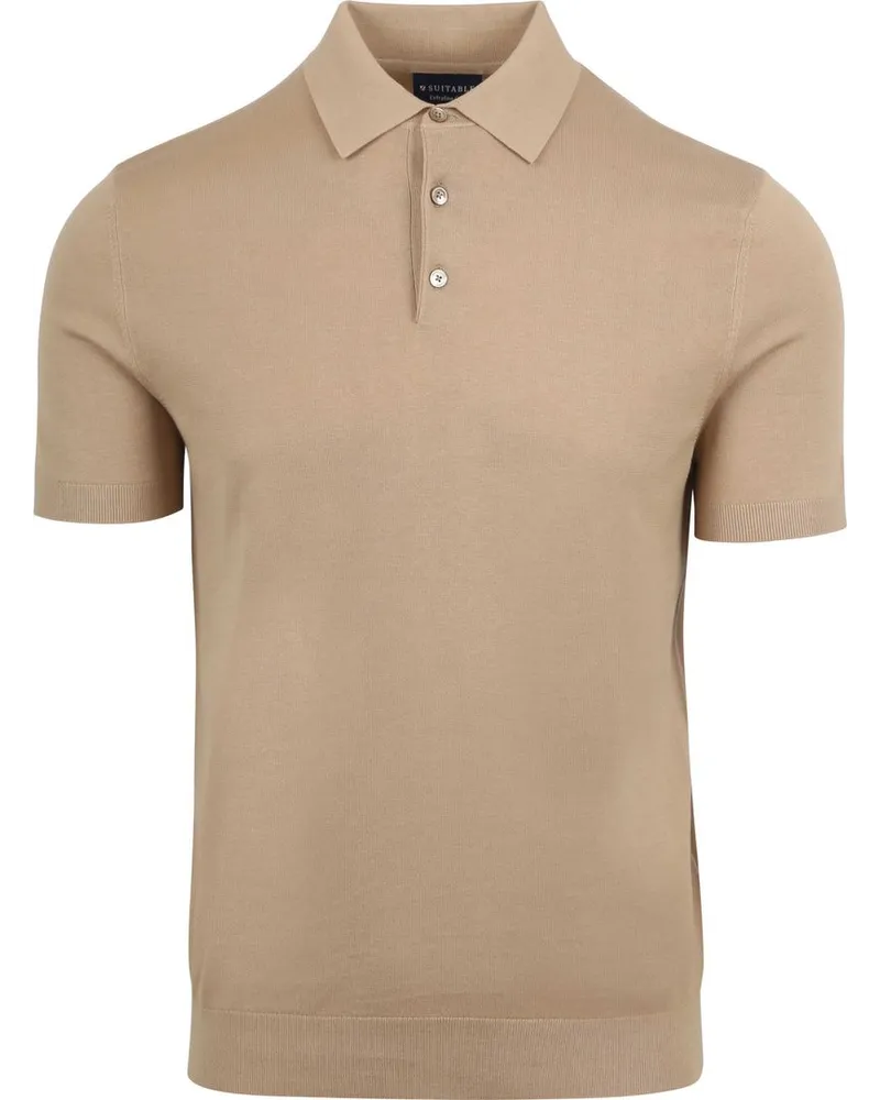 Suitable Knitted Poloshirt Beige Beige