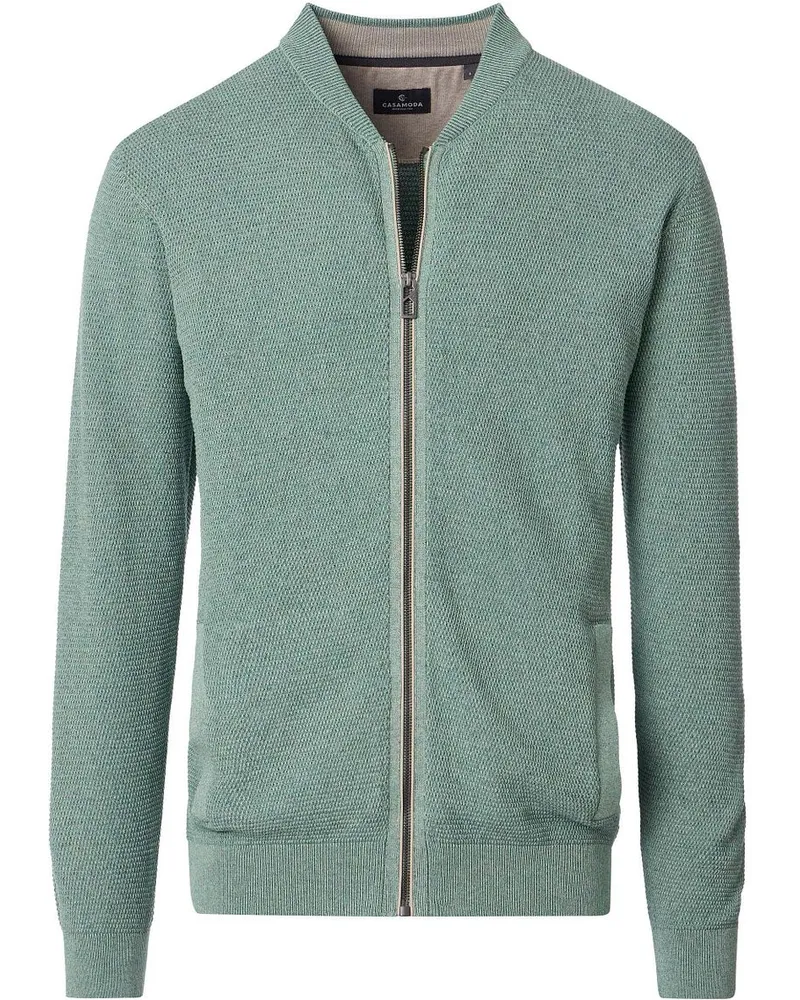CasaModa Strickjacke Zip Structure Hellgrün Grün