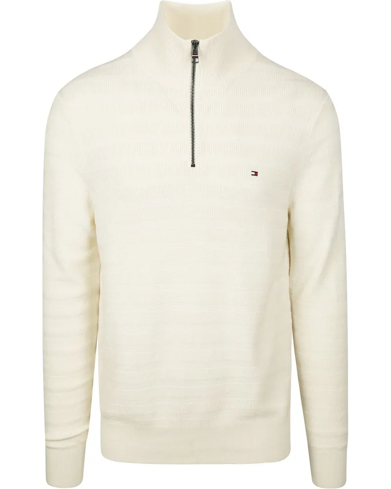 Tommy Hilfiger Pullover Halfzip Structure Ivory Wollweiß