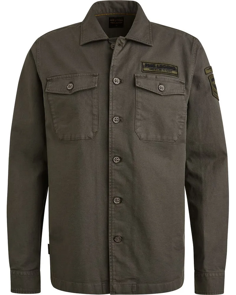 PME Legend Hemdjacke Canvas Olive Dunkelgrün