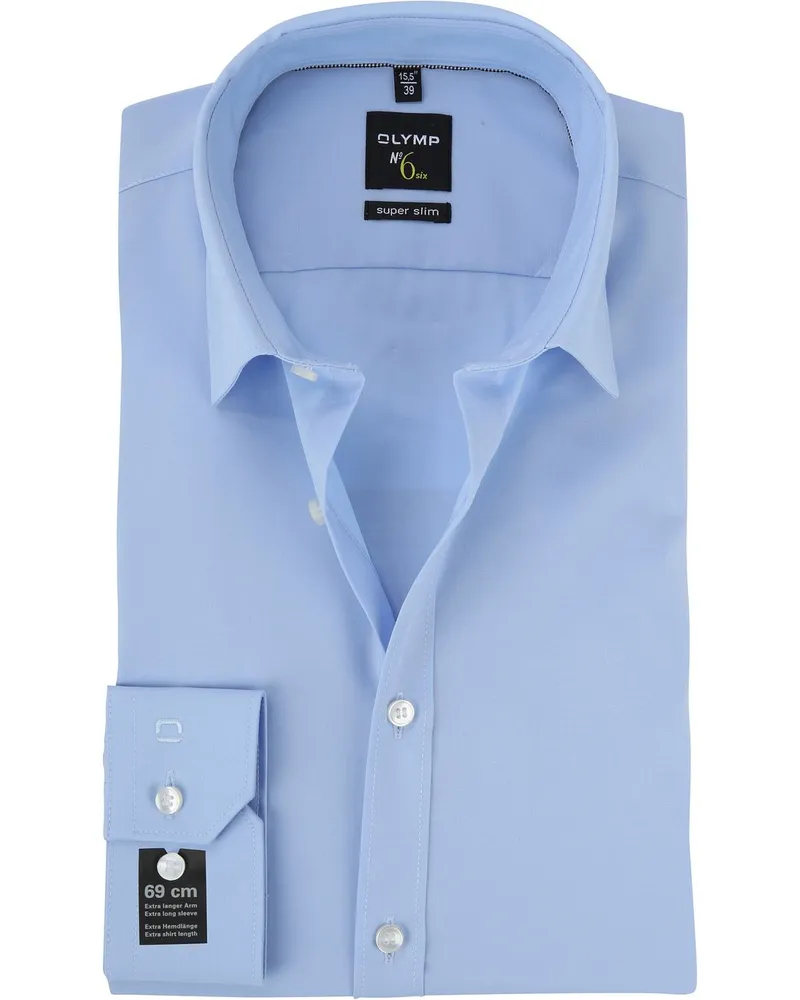 Olymp No'6 six Hemd Skinny Fit Blau Extra Lange Ärmel Hellblau