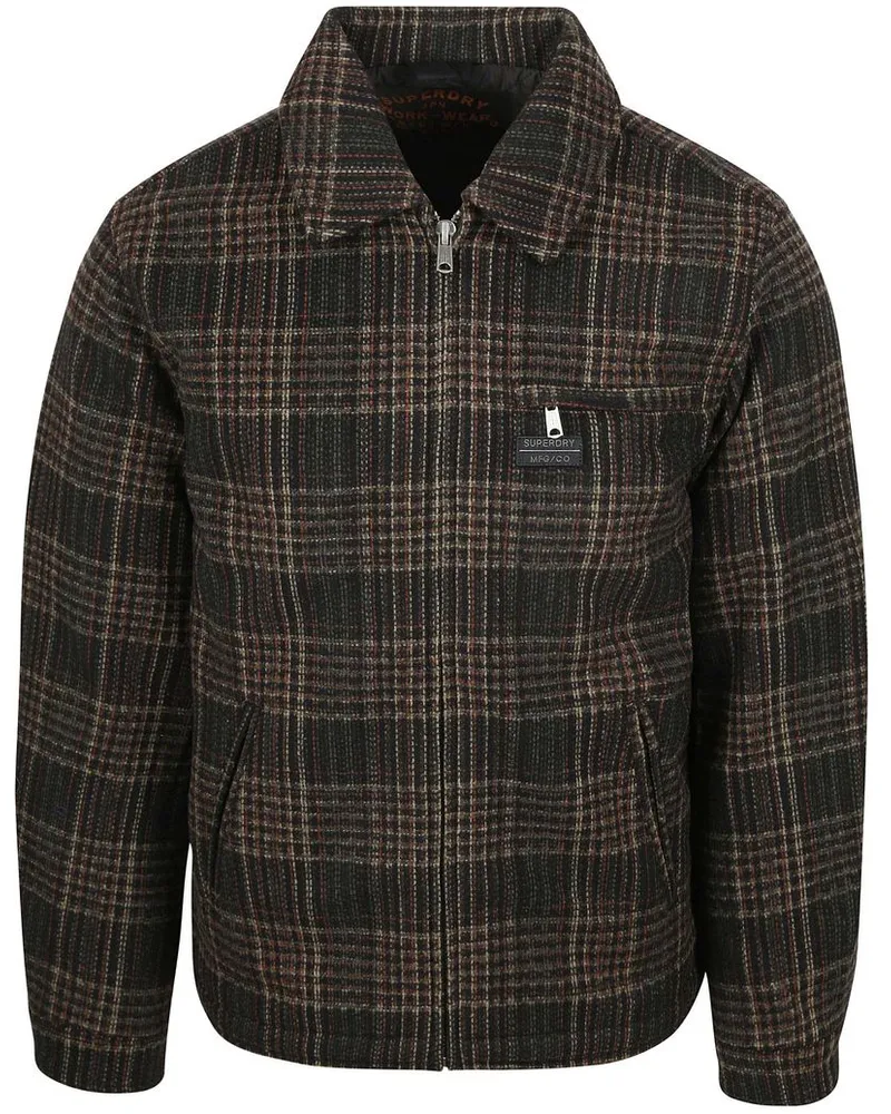 Superdry. Hemdjacke Wool Blend Karos Braun Braun