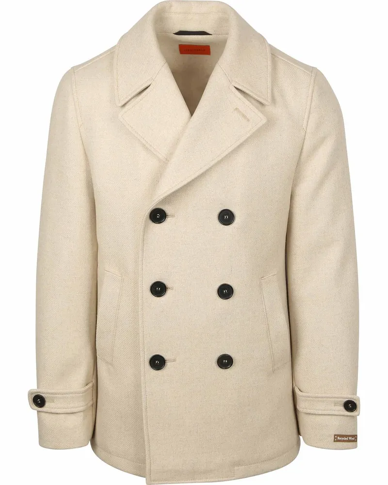 Suitable Coat Caban Ecru Wool Blend Modern-Fit Beige