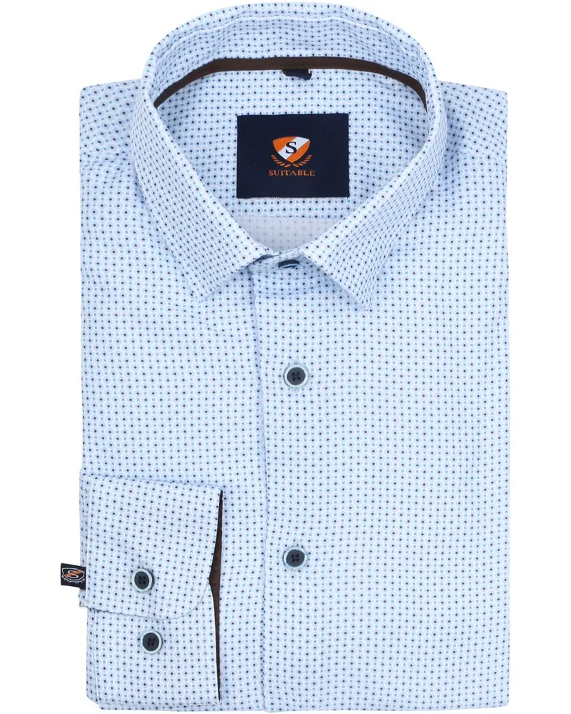 Suitable Hemd Druck Hellblau Hellblau