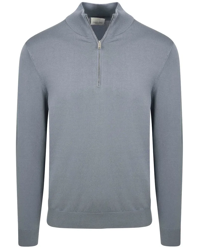 Profuomo Half Zip Pullover Luxury Basic Blau Hellblau