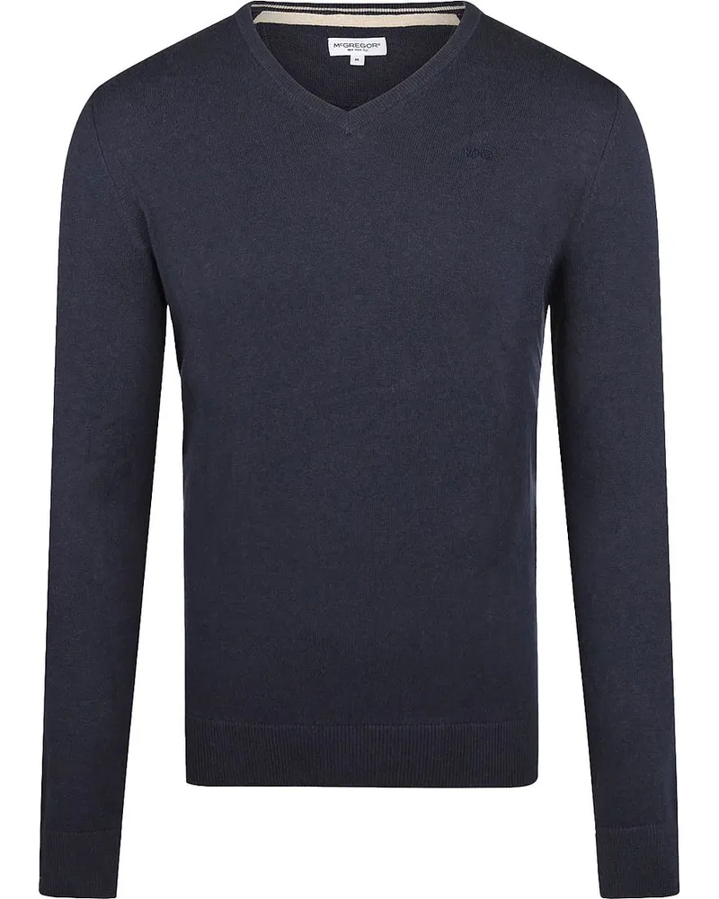 McGregor Pullover Merinowolle V-Ausschnitt Navy Dunkelblau