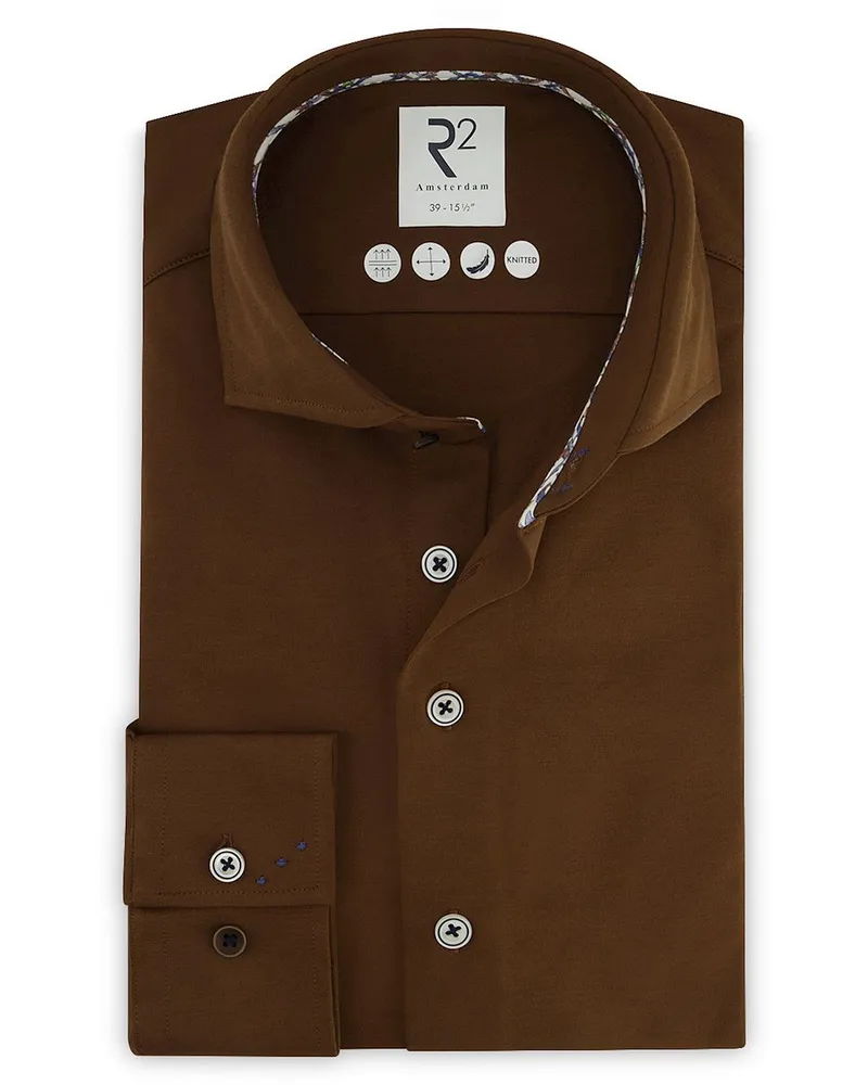 R2 Amsterdam R2 Modern-Fit Hemd Braun Braun