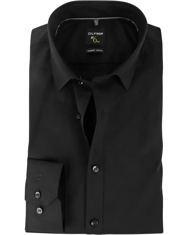 Olymp No'6 six Hemd Super Slim Fit Schwarz Schwarz